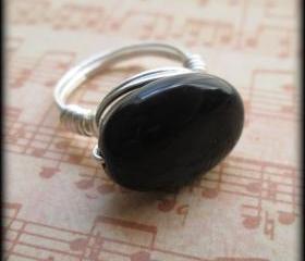 Silver handcrafted black onyx ring.Made any size 4-12.Gift box included.