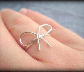 Silver bow ring.Bow ring.Bridesmaid gift.BFF.Love.Infinity.