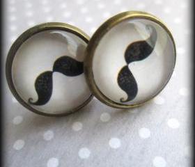  Mustache post earrings.Mustache earrings.Mustache jewelry.Mustache.